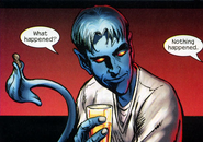 Nightcrawler (Marvel Comics) using his tail for a non-combat purpose.