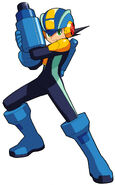 Megaman.ExE (Megaman Battle Network) has incredible skills with both Gun type Battle Chips as well as his signature Mega Buster.