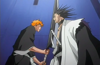 Kenpachi Zaraki (Bleach) possesses tremendous durability, his immense spiritual pressure acting as an armor of sorts. Even Ichigo's hands got injured in a backlash without harming Zaraki.