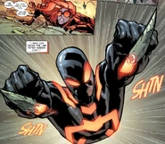 Kaine Parker/Scarlet Spider (Marvel Comics) with stingers extended.
