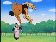 ...before bodily lifting him up, spear and all.