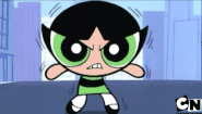 The Powerpuff Girls (The Powerpuff Girls) rapidly vibrating to become invisible.
