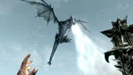 A Frost Dragon (Skyrim) breathing out ice.