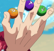 The Incantation Orbs (Nanatsu no Taizai) are magical items that activates a spell upon destruction. Each orb is marked with a distinct symbol to indicate which spell will be triggered.