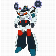 The Gun Bike (Brave Police J-Decker) becomes a power suit for GunMax, transforming him into GunMax Armor.