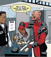 Deadpool (Marvel Comics) can pull weapons out of nowhere with his magic satchel.