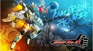 When Kamen Rider Fourze (Kamen Rider) weakens his enemy, he performs a Limit Break for a finishing blow.