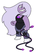 Amethyst (Steven Universe), as a gem, does not need to eat. Because of this, she can eat as much as she wants - whether any of it is edible or not - with little to no ill effects.