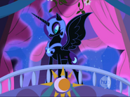 Feeling shunned that her faithful subjects played in the day but "shunned" the night and slept through it, Princess Luna (My Little Pony: Friendship is Magic) became bitter and jealous. Eventually, her bitterness transformed her into the wicked Mare of the Moon, Nightmare Moon.