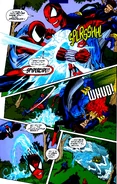 Spidercide (Marvel Comics) liquefying to escape the Scarlet Spider.