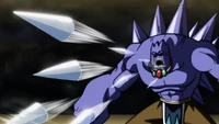 Hyssop (Dragon Ball Super) uses Ice Lance to releases ice shards, which freeze the target on contact.