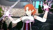 Nora Valkyrie (RWBY) channels electricity into her muscles to increase her strength.