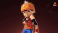 Boboiboy (Boboiboy) use his power band to split himself into 3 or all his elements to fight the enemies.