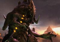 Dehaka (Starcraft) is a notable Primal Zerg who can evolve by assimilation.