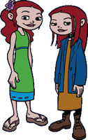 Oracletwins.gif (14 KB) Oracle Twins (American Dragon: Jake Long) being descendants of the Oracle of Delphi can see the future with Sara can only see the negative things while Kara only sees the positive things.