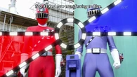 Right/ToQ 1gou and Tokkati/ToQ 2gou (Ressha Sentai ToQger) can change colors to each other with the use Transfer Change by exchanging their miniature Ressha and inserting them into their transformation devices. Their signature weapons change upon transfer.