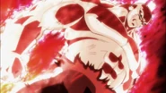Jiren (Dragon Ball Super), after being overpowered by Ultra Instinct Goku, refuses to lose and pushes himself past his limits.