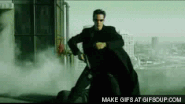 Agent Jones (The Matrix) dodges a hail of bullets without even moving his feet.