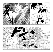 Son Goku (Dragon Ball series) uses an Invisible Eye Blast to build Vegeta a grave.