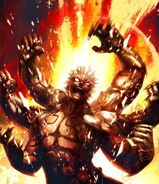 Asura (Asura's Wrath) feared and revered more as a force of nature than a demigod throughout Gaea. Baring limitless strength matched only by his fury he frightens much of the corrupt celestial armed forces and their master's the Seven Deities.