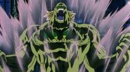 Bio-Broly (Dragon Ball Z: Bio-Broly) was created from a blood sample of Broly, thus inheriting his insane thirst for destruction and innate hatred for "Kakarot".