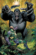 Gorilla Grodd (DC Comics) is a highly intelligent Gorilla that has psychokinetic abilities, namely Telekinesis, (which is a former ability he has) and Telepathy.