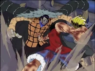 Blood Hardens Sand.png (372 KB) Monkey D. Luffy (One Piece) using his own blood to harden Crocodile's sand body, allowing him to hit him.
