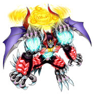Daemon X (Digimon), the evolved version of the Demon Lord of Wrath, can defeat almost any opponents, no matter their power, should his anger rise enough and he becomes the center of his own Hellfire inferno.