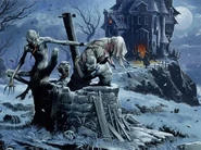 Ghouls (Arabic Folklore) are cannibals that feed off the dead, becoming demonic in the process.