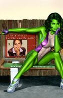 Jennifer Walters/She-Hulk (Marvel Comics) thanks to gaining her cousin Bruce's Gamma powered blood is extremely strong...