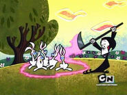 Grim (The Grim Adventures of Billy and Mandy) can use his scythe to slash open dimensional portals.