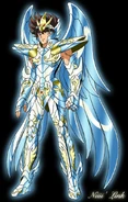 Pegasus Seiya (Saint Seiya) is wearing a God Cloth, a Bronze Cloth reborn from Athena's blood, and above nearly all other Cloth types, inferior only to the Kamuis of the Olympian Gods.