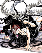 After assimilating Muzan's blood and becoming a demon, Tanjiro Kamado (Kimetsu no Yaiba) developed a portion of Muzan's biokinetic Blood Demon Art, allowing him to alter his body in similar ways.