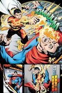 Billy Batson/Shazam (DC Comics) coating his fist with powerful divine magic to K.O. Superman.