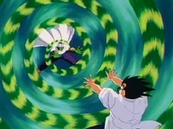 Piccolo (Dragon Ball) uses the Evil Containment Wave Reflection to reflect Kami's Evil Containment Wave back at him.