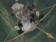 Kidōmaru (Naruto) creating arrows out of his hardened Spider Sticky Gold.