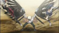 Washio (Buso Renkin) is a unique homunculus in that he can partially transform himself, granting him wings and claws and the dexterity of a human form.