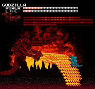 Red (NES Godzilla Creepypasta) generating lava from his hands.