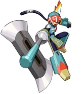 MegaMan.EXE (Mega Man Battle Network) after performing Double Soul with TomahawkMan.EXE.