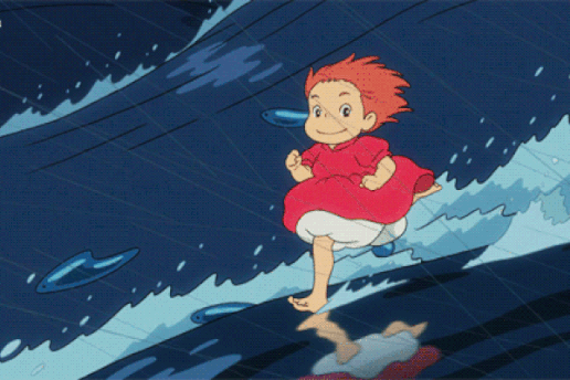Ponyo running on water