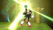 Shadow the Hedgehog (Sonic the Hedgehog) using Chaos Control to distort either space or time, or even both simultaneously.