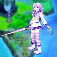 Nepgear/Purple Sister (Hyperdimension Neptunia) wields her beam sword.
