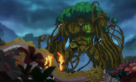 Aramaki/Ryokugyku (One Piece) can create roots that drain's the moisture of targets.