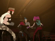 Angel (Teenage Mutant Ninja Turtles) (2003 TV series) is a great street girl, allowing her to handle the Purple Dragon thugs in a fight training.