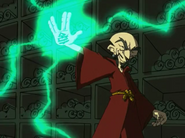 After painting a magic symbol from the Scroll of Hung Chao on his palm, the Old Monk (Jackie Chan Adventures) became able to project powerful chi energy blasts from his hands.