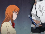 Inoue Orihime (Bleach) using her powers to heal Grimmjow's lost arm.