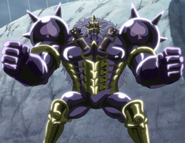 Pica (One Piece) uses Busoshoku/Armament Haki to armor his entire body with a spiritual armor.