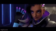 Sombra Teleportation.gif (3.8 MB) Olivia Colomar/Sombra (Overwatch) is equipped with advanced tech that allows her to hack any tech as well as teleport, turn invisible, & hack tech.