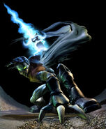 Raziel (Legacy of Kain) wielding the Wraith Blade, a soul-consuming spiritual blade, and the spectral counterpart to the Soul Reaver.