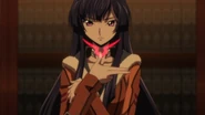Similar to Lelouch, Sakuya Sumeragi's (Code Geass) Geass allowed her to inflict commands to the targets by her voice, making them do whatever she wanted.